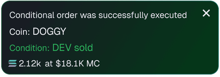 Notification: conditional order was successfully executed